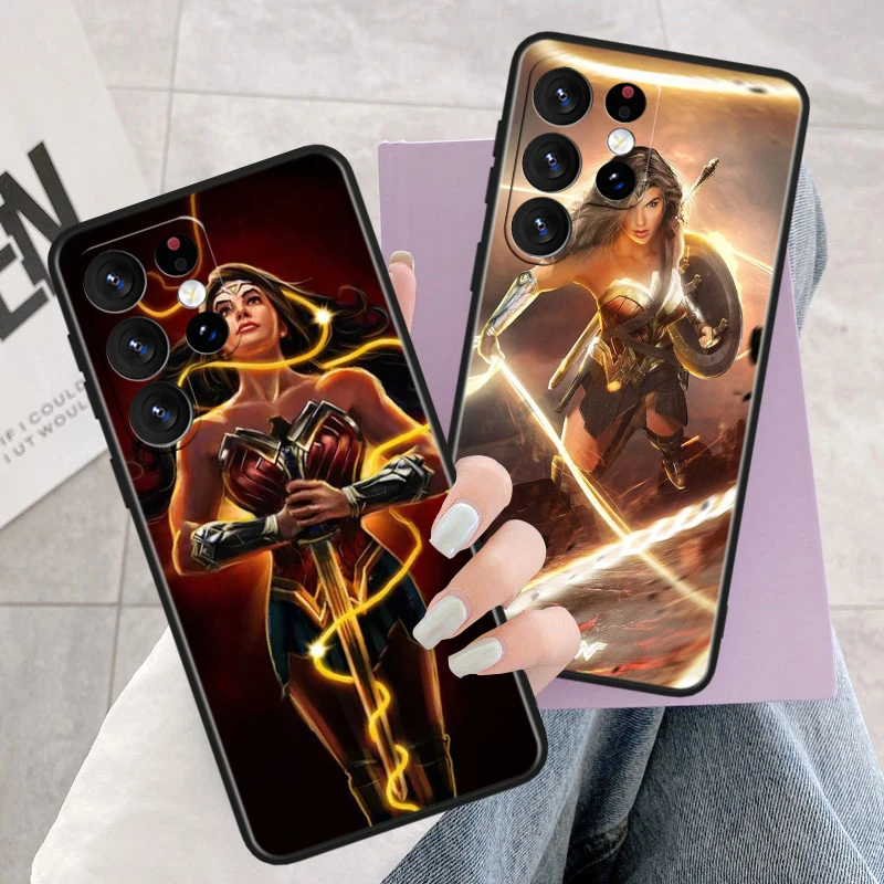 Wonder Woman Cool For Samsung Galaxy S23 S22 S21 S20 FE S10 S10e S9 S8 Ultra Plus Lite Black Soft Phone Case