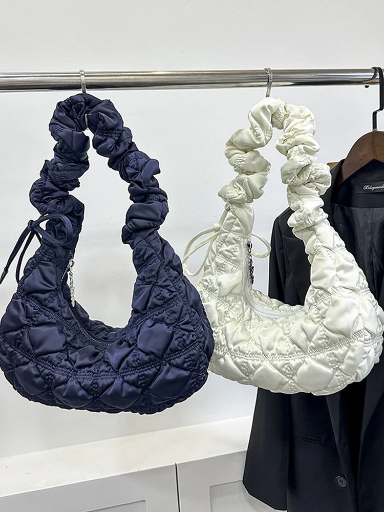 

Атласная маленькая сумка через плечо с вышивкой облаков, модная корейская сумка для пельменей, повседневная сумка Moon Ape для молодежи и женщин