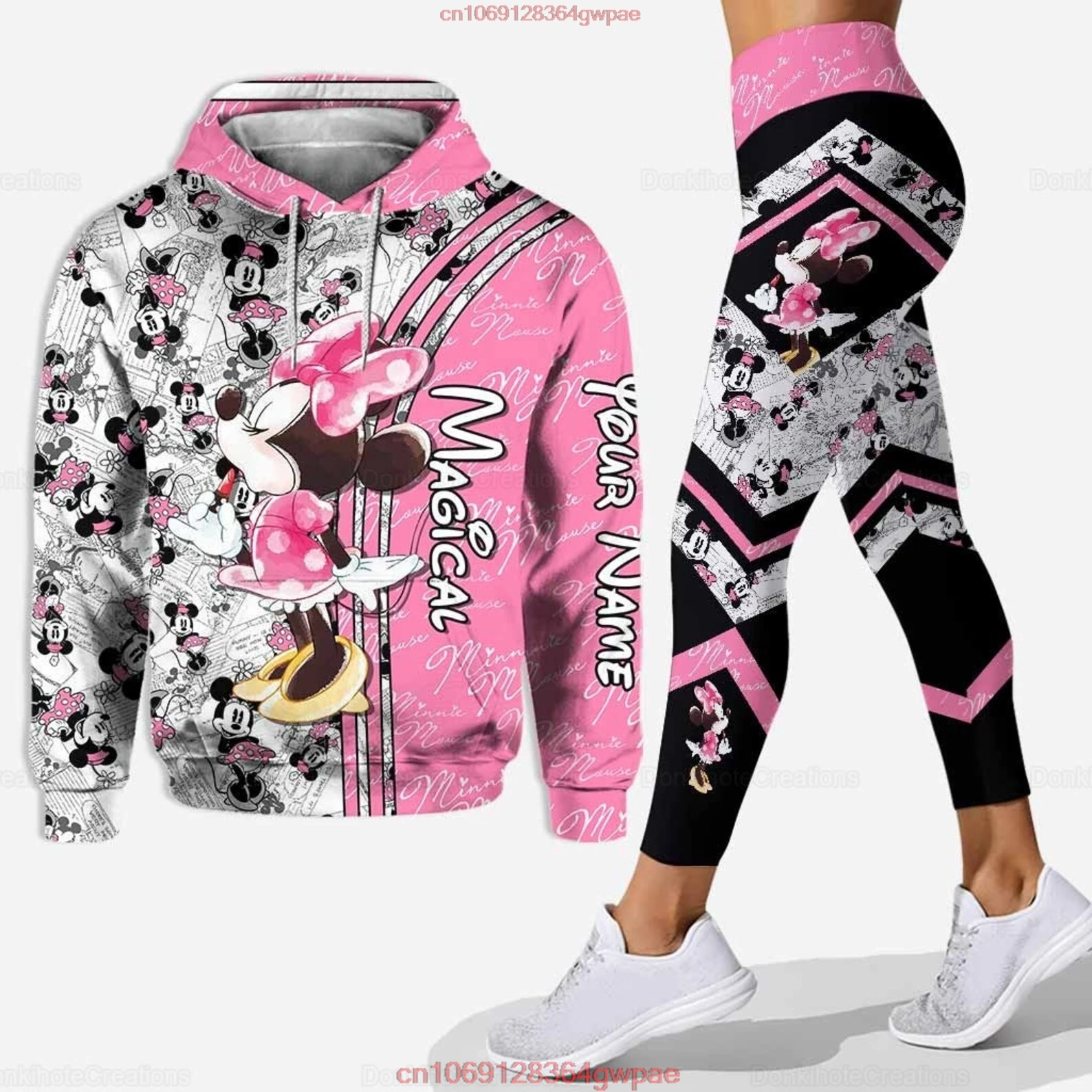 CustomizeName Minnie Hoodie Women's Hoodie Set Minnie Yoga Pants Sweatpants Womens Disney Yoga Hoodie Leggings Fashion Tracksuit