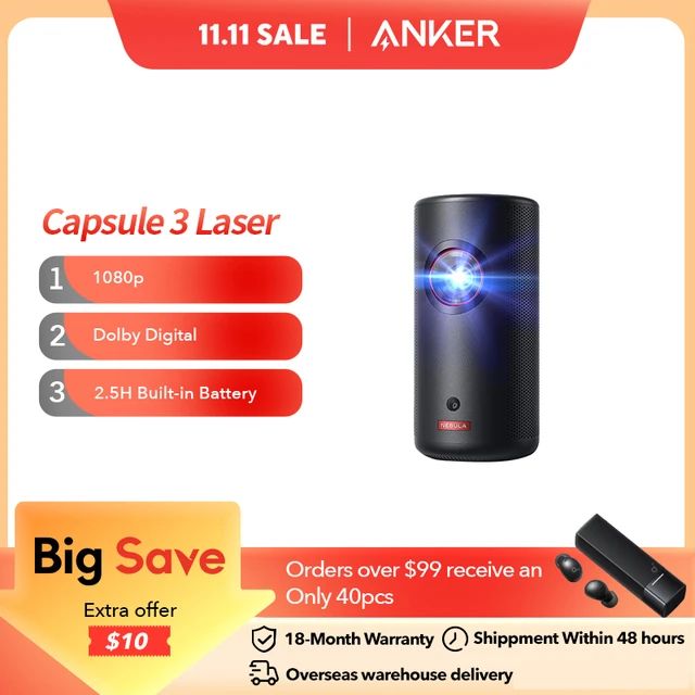 NEBULA by Anker Capsule 3 Laser 1080p Mini Smart TV Projector with wifi and  bluetooth Outdoor Portable Projector - AliExpress