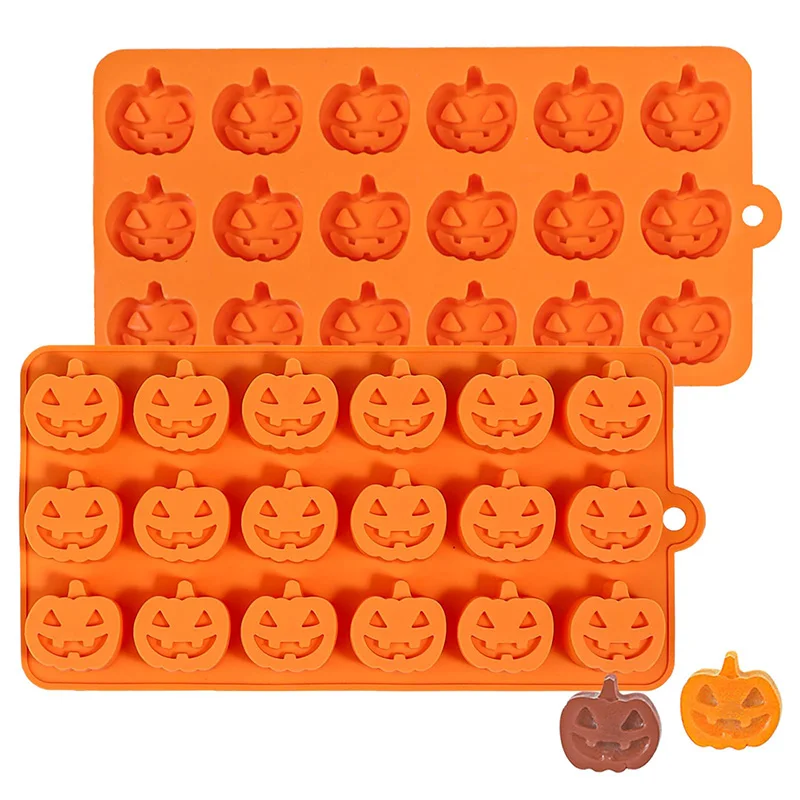 2PCS Halloween Silicone Molds Mini Pumpkin Mold for Halloween Thanksgiving Gummy Candy Chocolate Cookie Jelly,Pet Dog Treat Mold