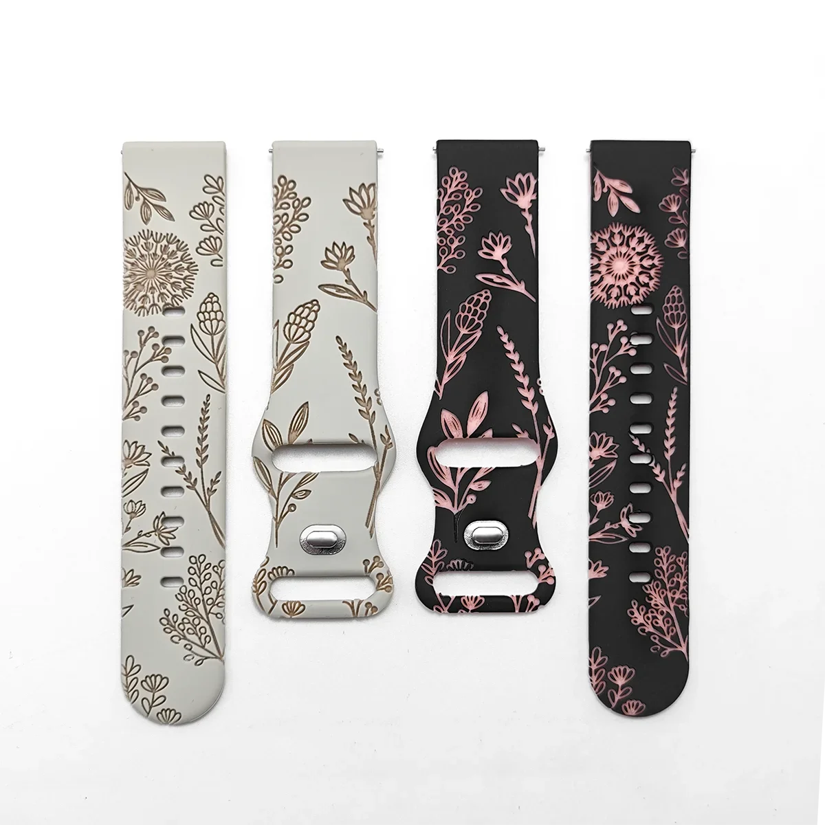 Two-tone Silicone Band Engraved Strap for Samsung Galaxy Watch 7/6/5/4/Active 2 40mm 44mm/Watch 5 Pro 45mm/Watch 3 41mm Straps image 5