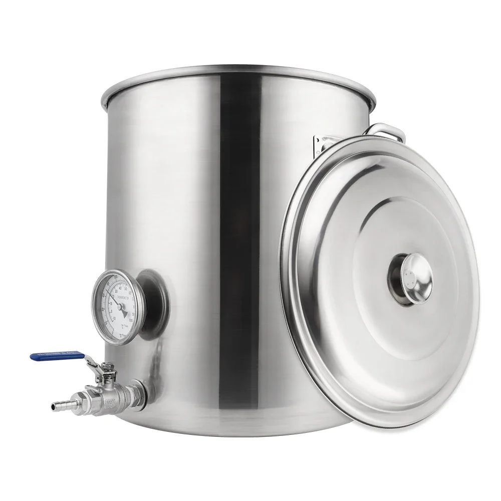 Stainless Steel Brewing Pot with Build-in Thermometer Weldless Ball Valve Kit