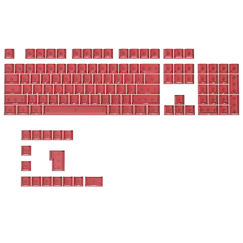 KUXM أغطية المفاتيح متجمد شفاف أحمر المصنع الأصلي الجانب محفورة 119-مفتاح الكمبيوتر شبه شفافة لتقوم بها بنفسك لوحة المفاتيح دون موقف العظام #4