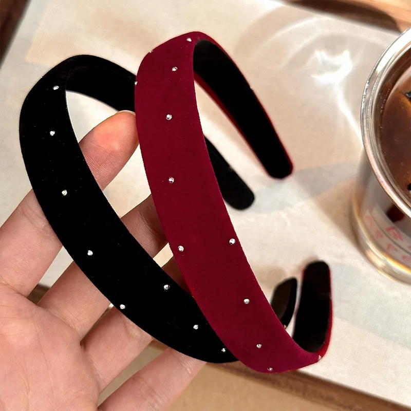 1pc European and American Red Black Velvet Headband Women Girls Hair Bands Elegant Hairband for Holiday Party Hair Accessories