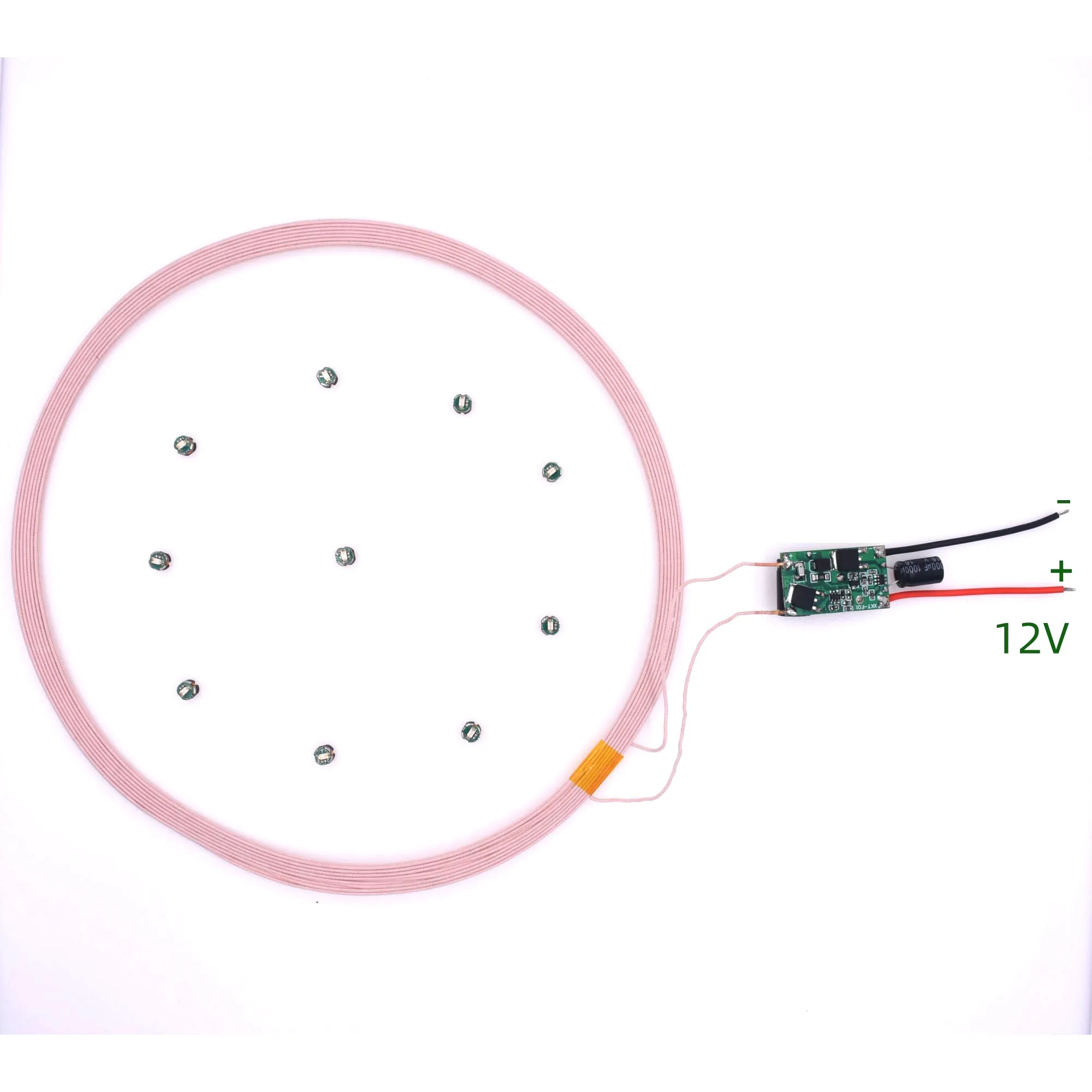 0~400mm 300mm DC Wireless Power Supply Transmitter Coil Charging Module Remote Charger 10pcs Led Receiver Light DIY Model Toys