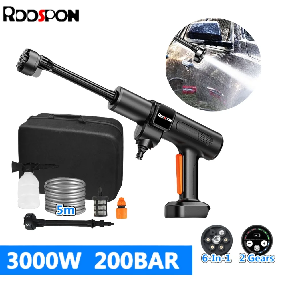 

6 IN 1 Brushless Garden Water Guns High Pressure Washer 200 Bar Cordless Foam Generator Household Tools For Makita 18V Battery