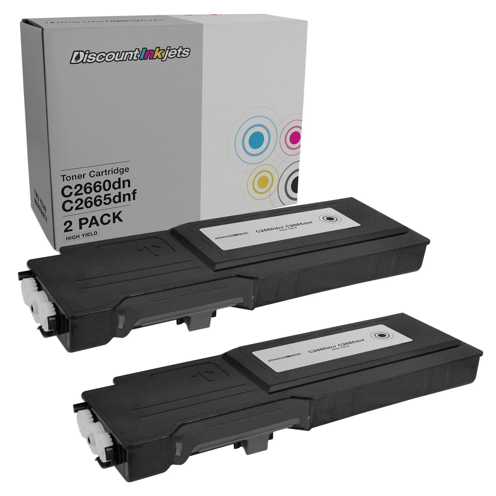 2PK 593-BBBU BLACK Toner for Dell C2660DN C2665 Extra High Yield RD80W Cartridge
