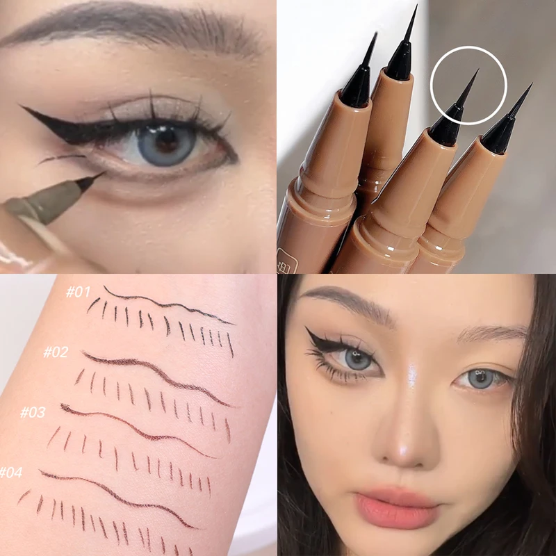 Ultra-thin Matte Eyeliner Pen Waterproof Outline Lower Eyelash Pencil Quick Dry Smooth Black Liquid Eye Liner Makeup Cosmetics