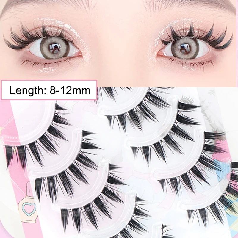 Pestañas Postizas Nuevas Tipo Ojo de Gato Naturales para Extensión, Cosplay, Maquillaje, Tiras Cruzadas, Hechas a Mano, Estilo Anime 2
