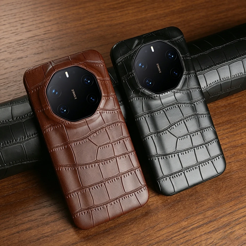 Capa de Couro de Crocodilo Premium para Huawei Mate 80 RS 70 Air Pura 90 Pro Max 80 Ultra P90 P80 P70 Pro Plus Capa Traseira para Celular