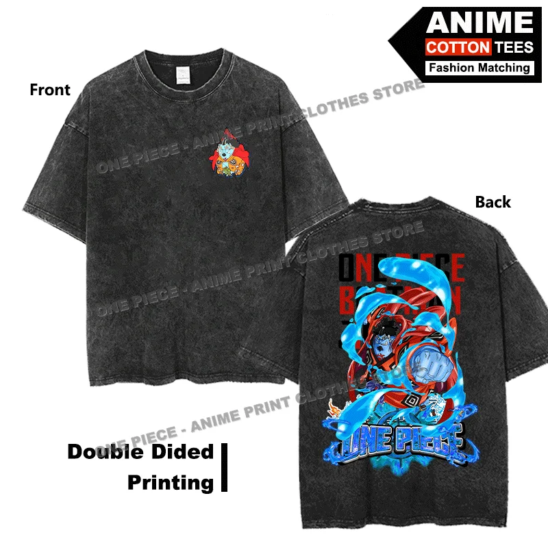 

Anime One Piece - Jinbe T-shirt Double Sided Print Clothing y2k Street styl Men Women Short Sleeve Retro Cotton Loose Tees