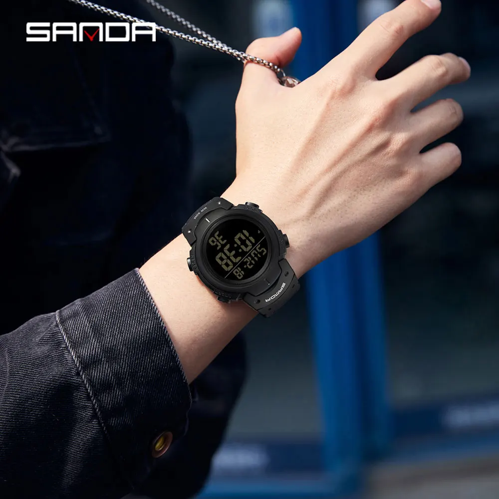 SANDA Mens Digital Outdoor Sports Watches,Men Military Watch Waterproof Luminous Stopwatch Alarm Clock,Watch For Teens Man Reloj