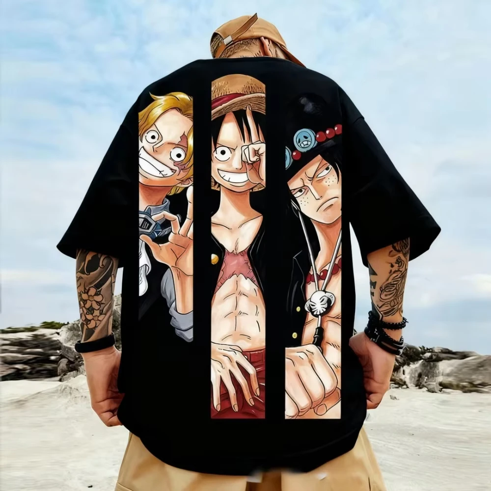 Relaxing and Comfortable One Piece Luffy Zoro Graphic T Shirts Man Anime Print Summer Cotton Casual  Short Sleeve Tee Streetwear