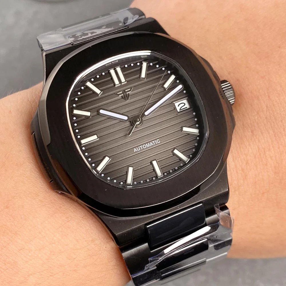 Black PVD Square Nautilus Elegant Style Case 40mm Tandorio Automatic Men Reloj Watch NH35 10ATM Waterproof Sapphire Crystal
