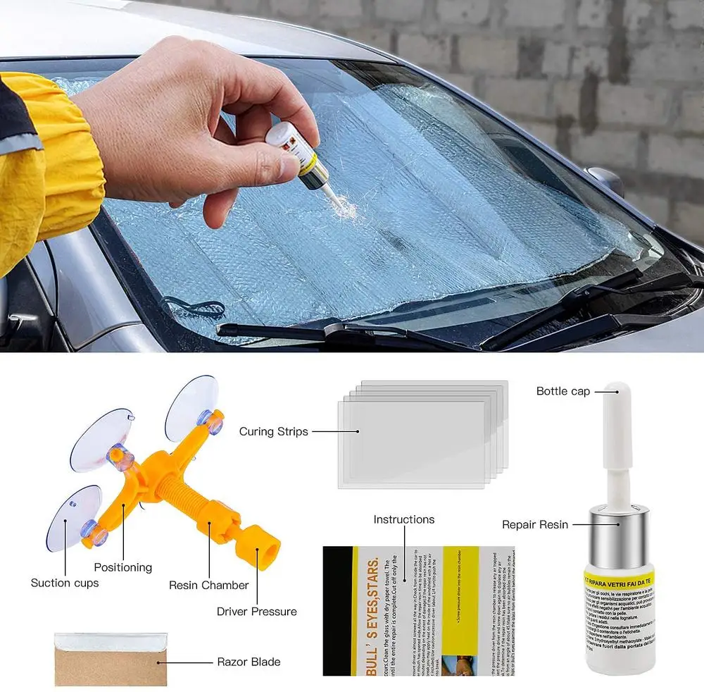 Rain-x 600001 Windshield Repair Kit Car Cracked Glass Windscreen Repair Tool Resin Sealer DIY Auto Window Screen Polishing