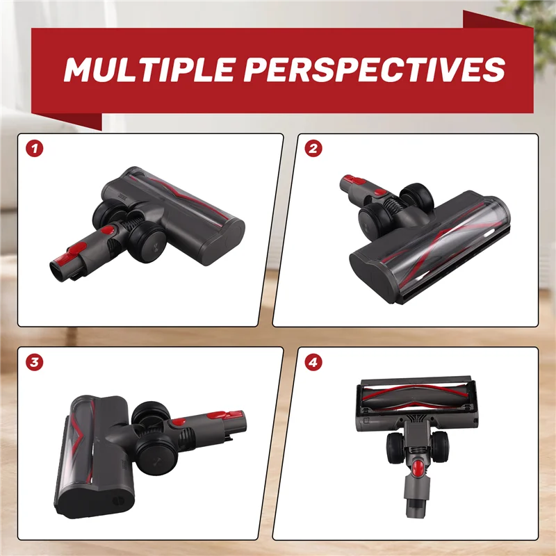 A75X رأس فرشاة دوارة ناعمة لـ Dreame Mova K30 / X40 مكانس كهربائية لاسلكية مرفق أرضية من الخشب الصلب مع مصابيح أمامية LED