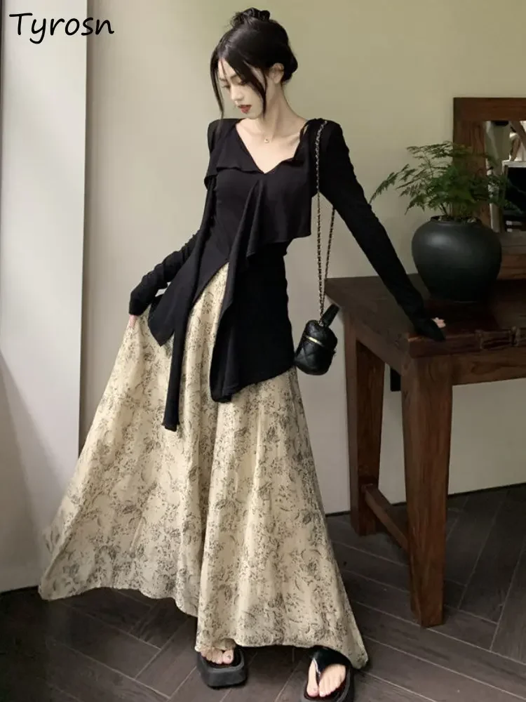 

T-shirt Pants Sets Women Elegant Simple Spring Leisure Daily Ladies Korean Style Slim Design Print All-match Fashion Temperament