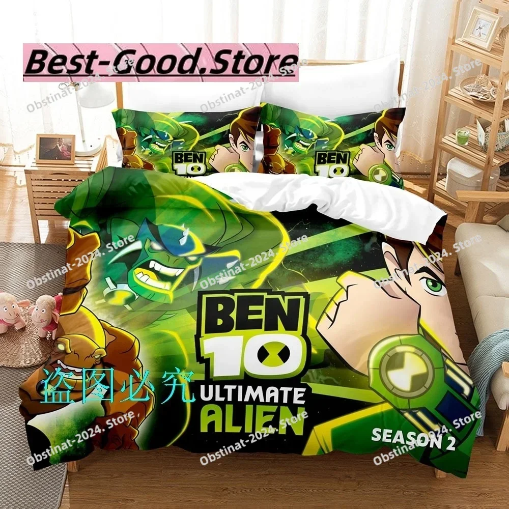 Hot Ben10 Ultimate Bedding Set Single Twin Full Queen King Size Bed Set Kids Bedroom Duvetcover Sets Anime Bed Sheet Set