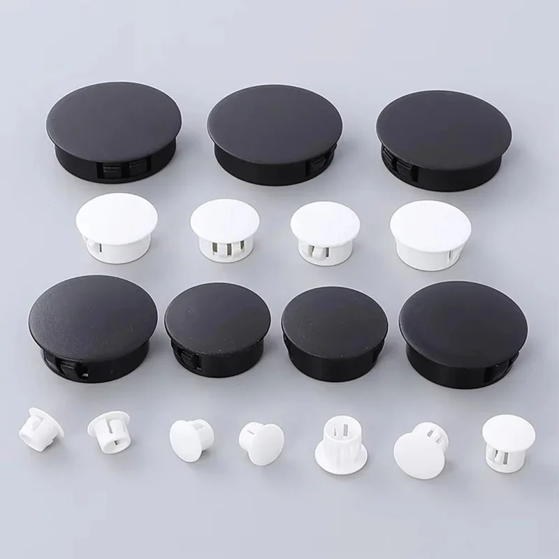 100PCS Snap-on Hole Plug 5mm~50mm Round Plastic Black / White Blanking End Caps Tube Pipe Inserts Plug Bung