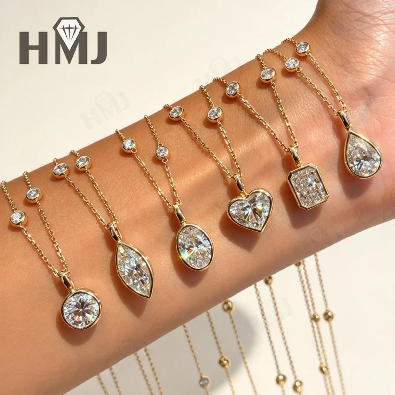 Laborgezüchteter Diamant-Anhänger, 2 Karat, DEF, VS, Marquise-Schliff, echtes 10-Karat-Gold, Hochzeitskette, Charms für Damen, hochwertiger Schmuck, Geschenkidee – Detail 3