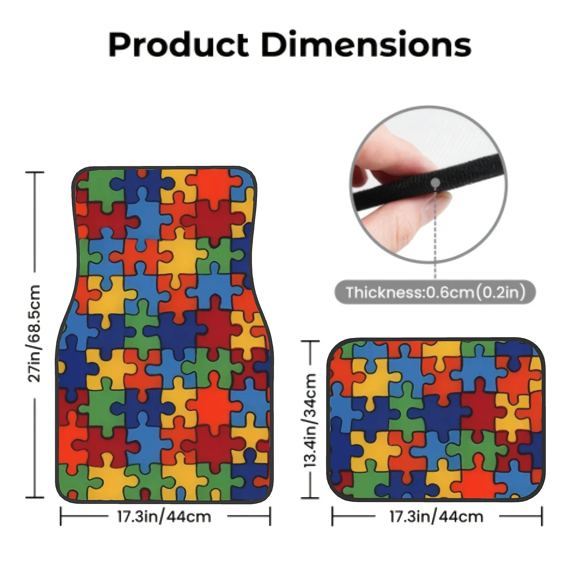 Set Of 4 Puzzle Game Car Mat Designs - Universal Fit For Honda, For Tesla, Trucks, Suvs, Sedans - Durable Polyester Car Interior