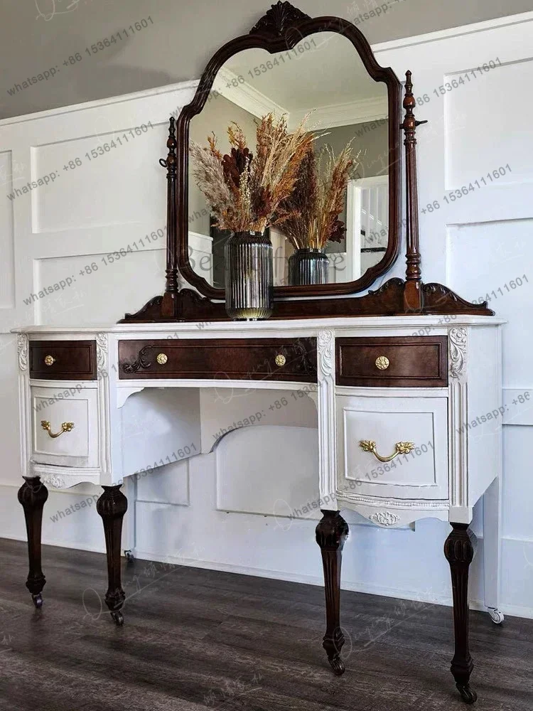 

LX French solid wood dresser neoclassical multi-functional American makeup table with drawers high-end furniture can be customiS
