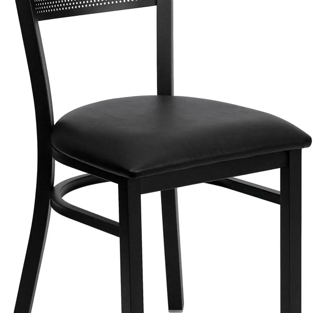 

Black Metal HERCULES Restaurant Chair with Black Vinyl Seat - Grid Back Design