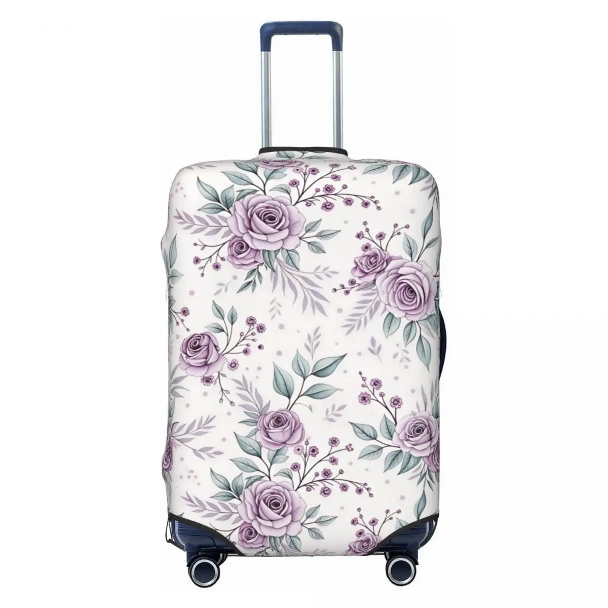 Custom Lavender Rose Floral Pattern Luggage Cover Fashion Suitcase Protector Covers Suit For 18-32 inch