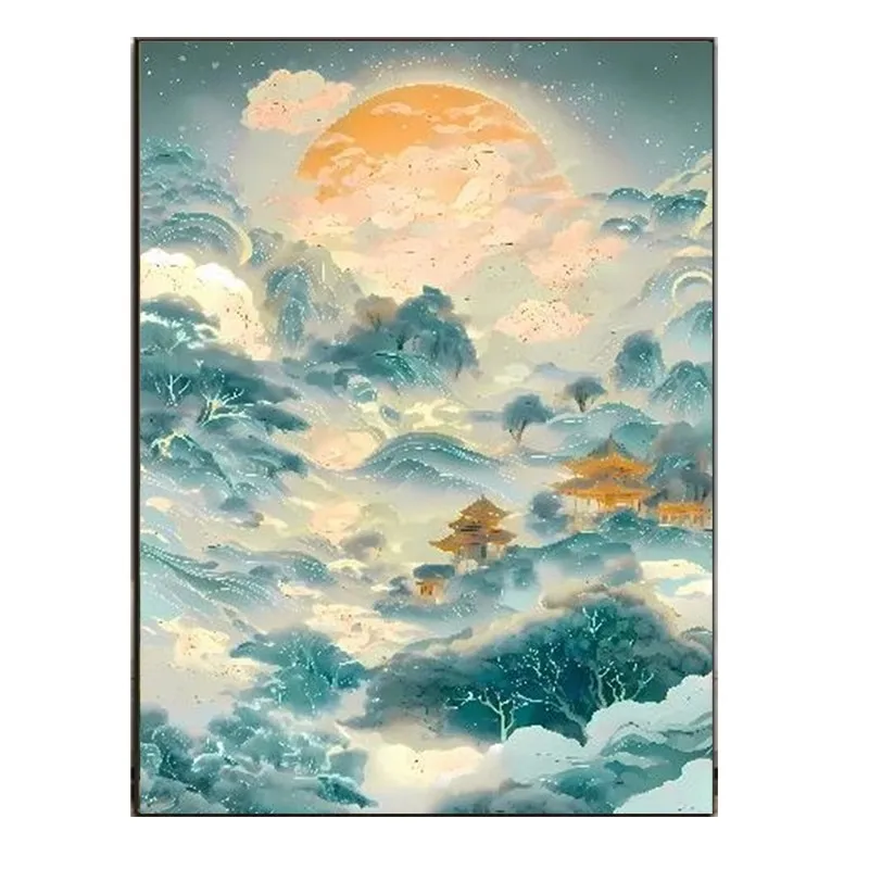 Imagem -04 - Cenário Bonito Kit Bordado Faça Você Mesmo Estilo Chinês Impresso Kits Ponto Cruz Thread Bordado Grupo Home Decor Artesanato Novo 9ct 65x85cm