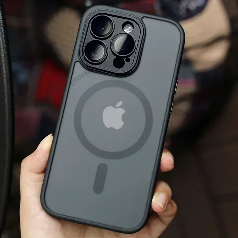 Magnetic Luxury Matte Translucent Armor Shockproof Case For iPhone 16 14 13 12 11 15 Pro Max Plus Magsafe Wireless Charge Cover image 6
