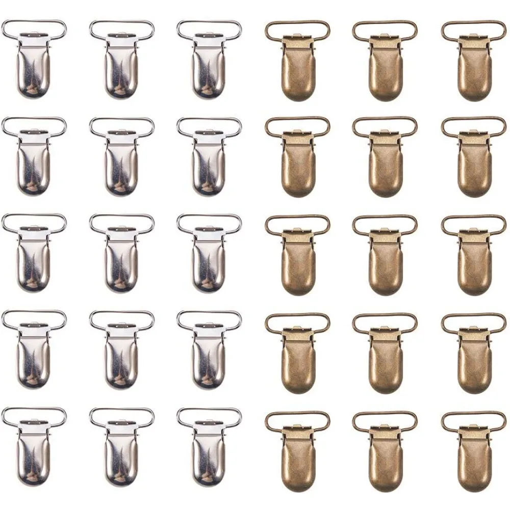 

80pcs Strap Suspender Clips 25mm (1 inch) Metal Clips Holder Sheet Strap Clips for Making Bib Clips Holder Bronze