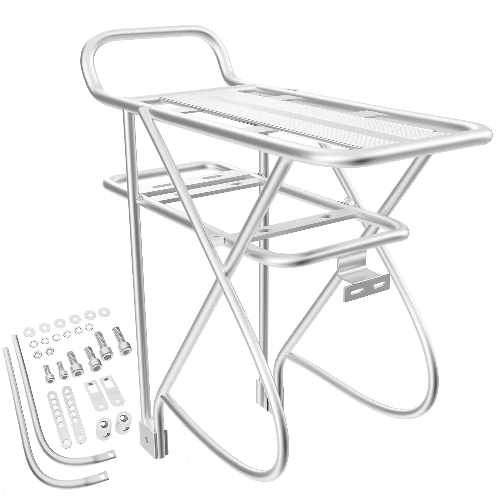 Bike Luggage Rack With Double Layer Bicycle Battery Rear Carrier Adjustable Heavy Duty Bike Hanger