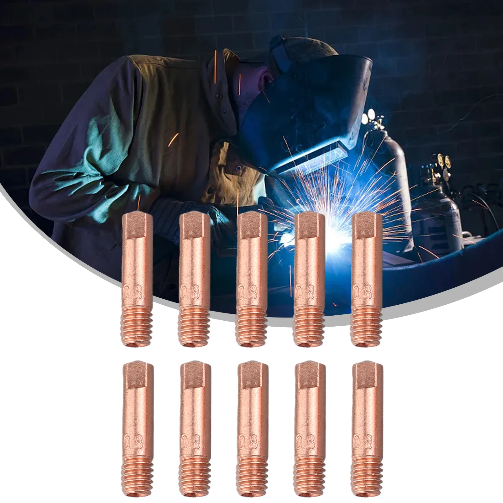 Tips Nozzles Holder Gas Kits Set Copper 25*6mm MB-15AK MIG/MAG Welding 10Pcs 0.8/1.0/1.2mm Useful Practical New