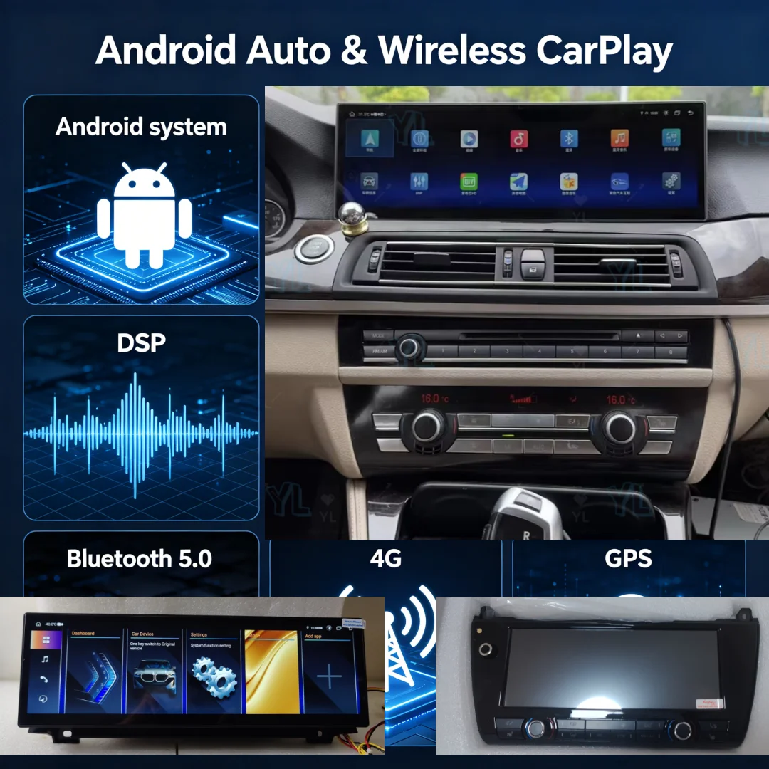 14.9Inch Android 14 For BMW 5 Series F10 F11 F18 2011-2017 CIC NBT Auto Car Radio Multimedia Stereo Player GPS Carplay Autoradio