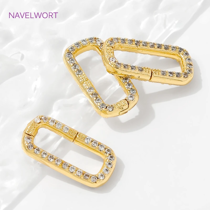 Cierres de resorte de mosquetón rectangulares chapados en oro de 18 quilates, conector de joyería con cierre de hebilla de latón para hacer pulseras, accesorios de joyería DIY