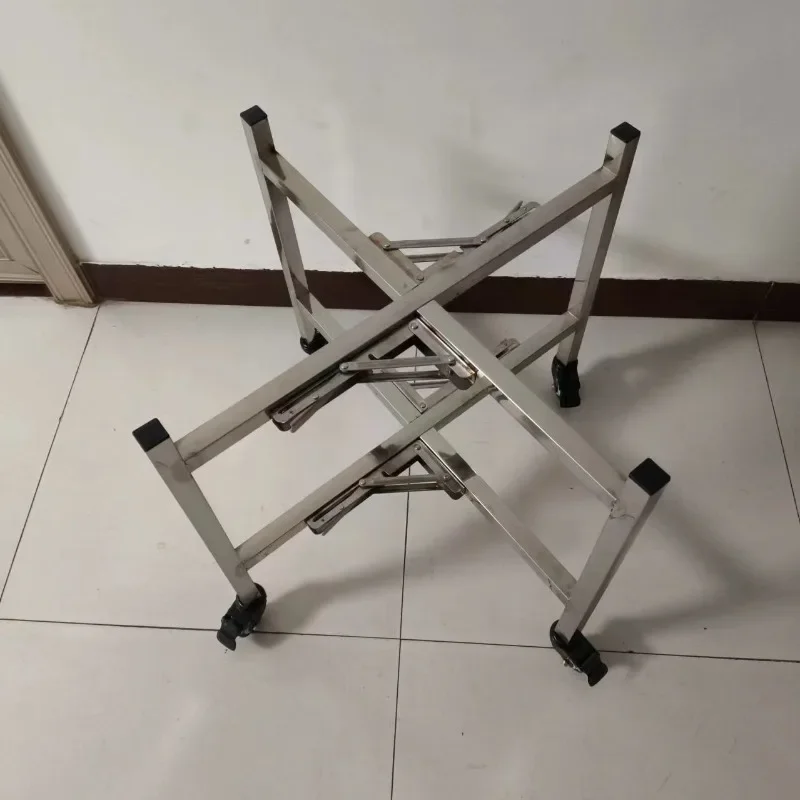 Steamer Cart, Foldable Stainless Steel Thickened Steamer Frame with Brakes