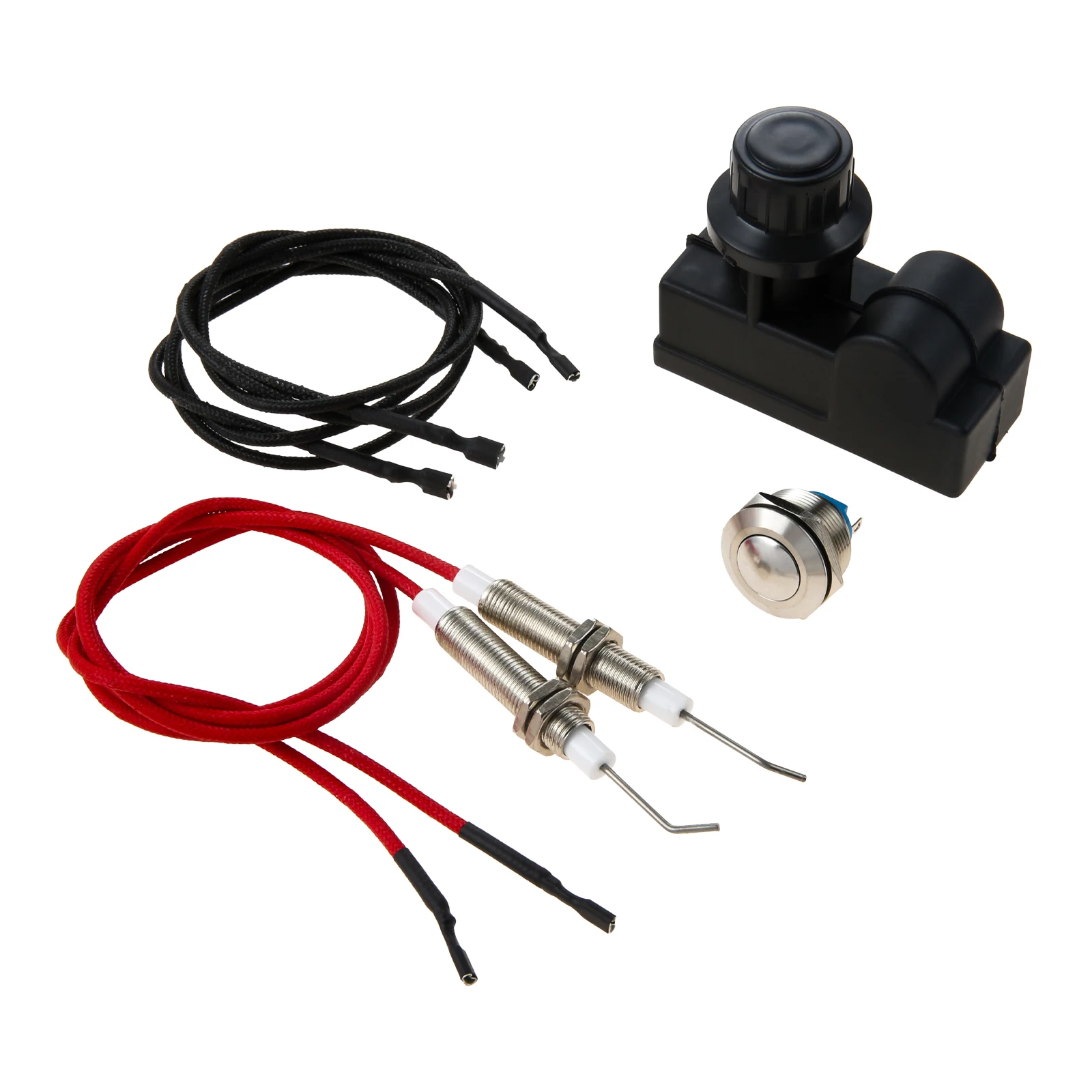 Universal Push Button Control Switch Automatic Ignition System AA Battery Type Ignitor with Electrode Sparkers Kit for Gas Grill