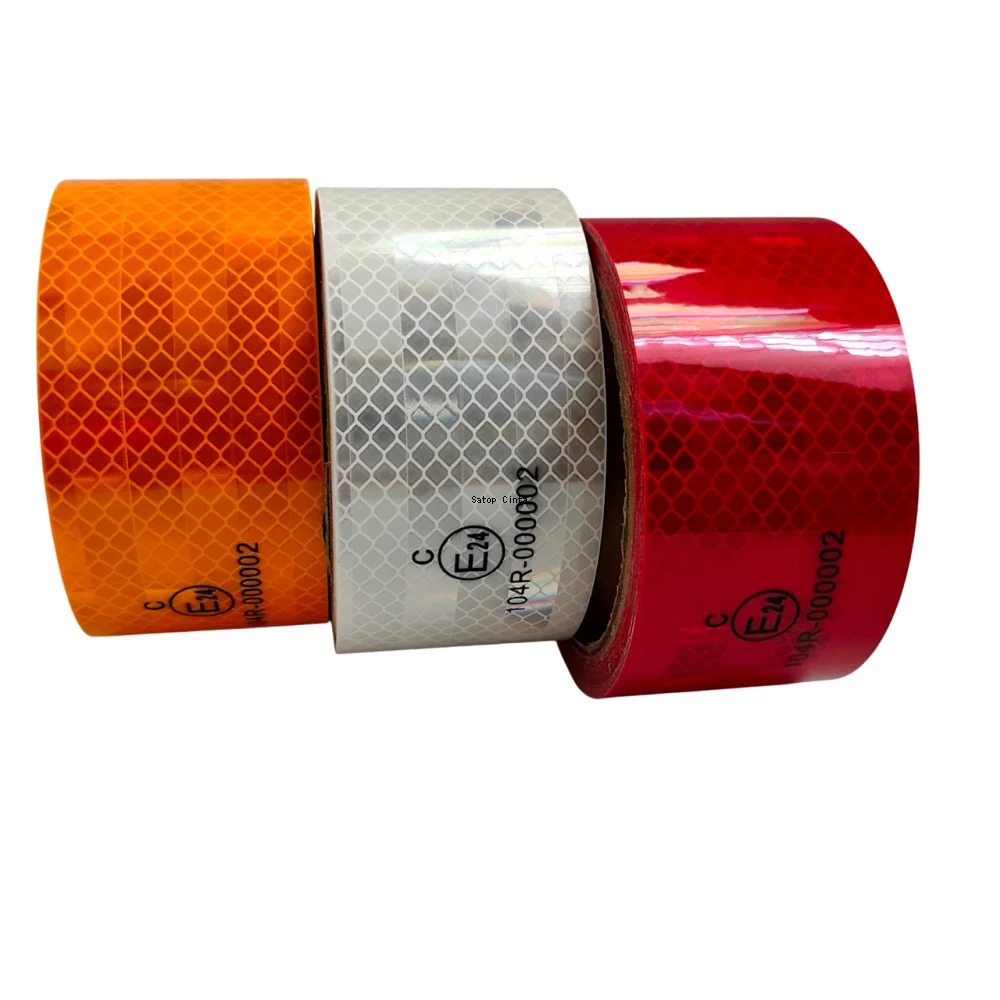 5 سنتيمتر * 5 متر PC مادة عاكسة CE4 104R-000002 ملصق مضاد للمياه لاصق أبيض أحمر أصفر عاكس أشرطة لشاحنة سيارة #3
