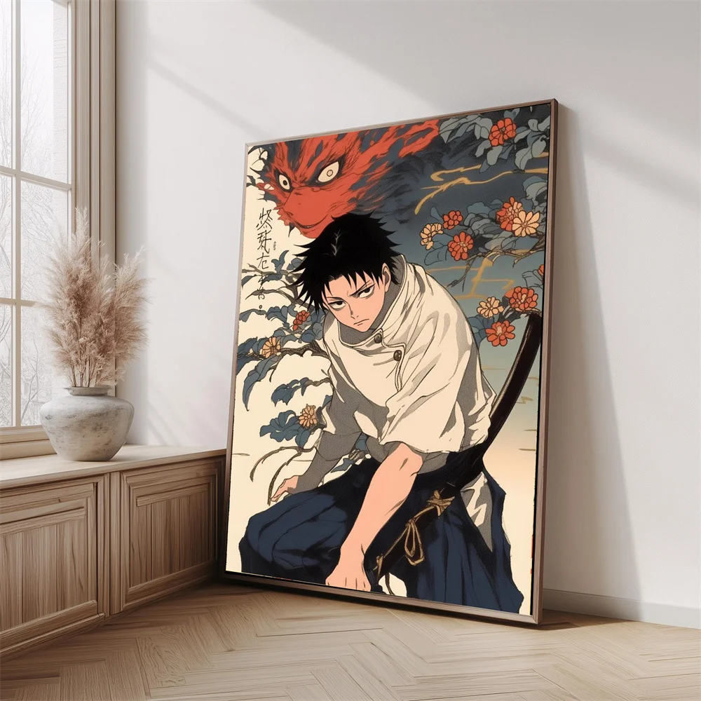 Retro Poster Picture of Gojo Satoru From The Anime Jujutsu Kaisen, Canvas Painting for Home Living Room Decoration