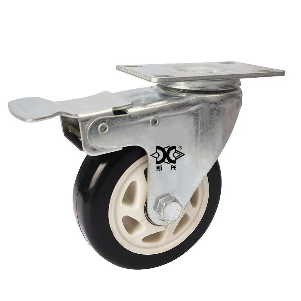 1Pc 3-inch Double Bearing Printed Pattern Universal Wheel With Brake Silent Wheel Trolley Caster Universal Wheel