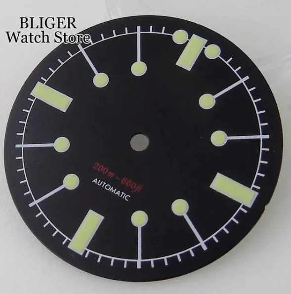 tandorio Neues 31mm rot weiß schwarz blau Zifferblatt für nh35 nh36 nh38 Uhrwerk grün leuchtend zum Tauchen Armbanduhr Zubehör Teile 7