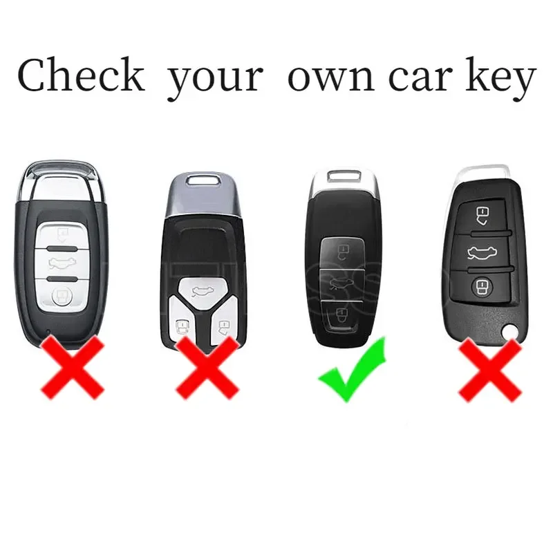 Zinc Alloy Car Key Case For Audi A3 A6 C8 A7 S7 A8 D5 4N S8 Q7 Q8 SQ8 E-tron 2018 2019 2020 2021 Auto Accessories Ring Cover