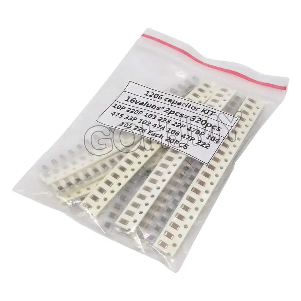 320 pz 720 pz 0603 0805 1206 Kit condensatore SMD Kit assortito 16/36 valori 1PF ~ 1UF nuovo