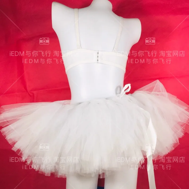 customized belly tassel pearl camisole top Raven glowing bra set glowing tutu skirt Bar performance skirt disfraz mujer carnaval