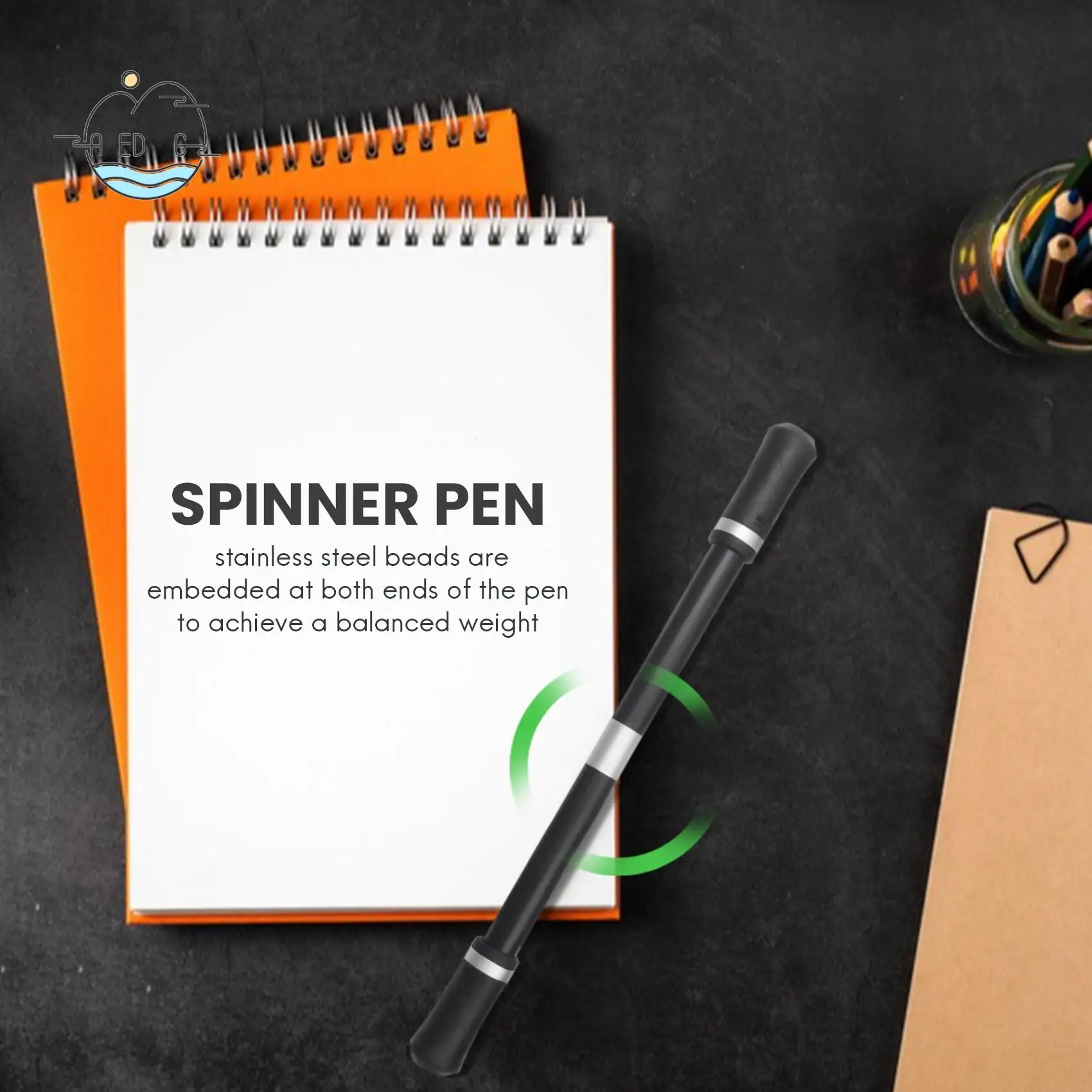 

AED6-2PCS Finger Pen Spinning Mod Gaming Spinning Pens Летающая вращающаяся ручка с утяжеленным шариковым пальцем вращающаяся ручка (черный)