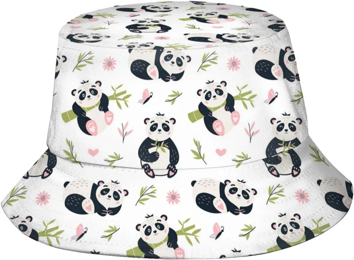 

Cute Panda Pattern Bucket Hat Beach Fisherman Hats for Women Men Teen Girls