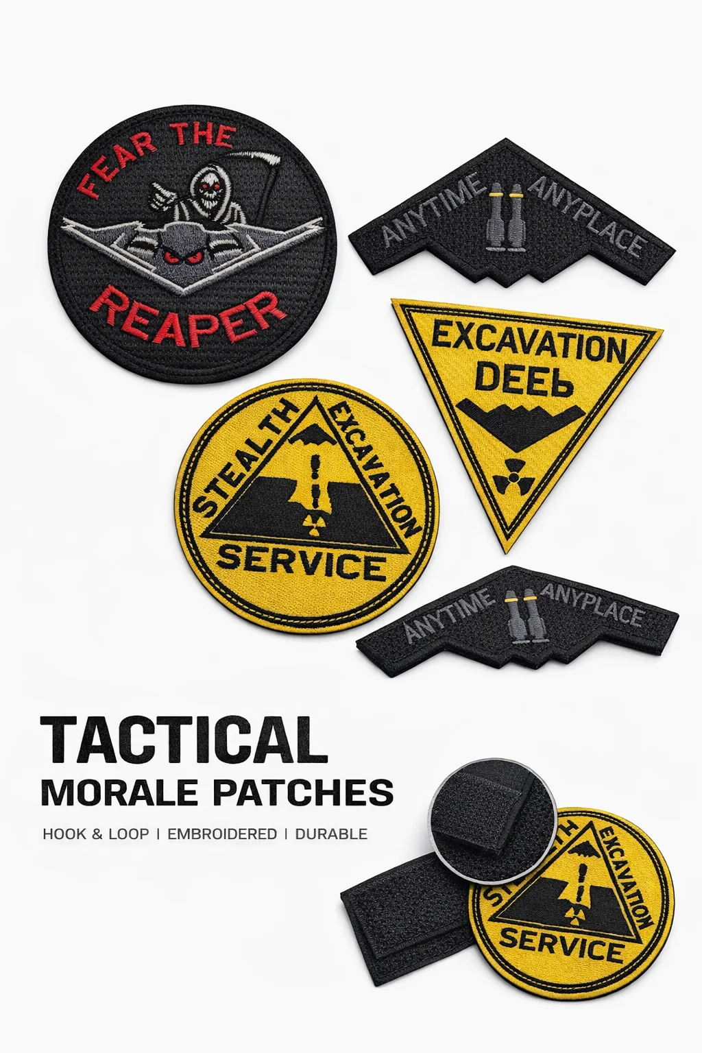 Taktischer Moral-Patch mit Klettverschluss, Militärisches Gesticktes Abzeichen für Rucksack, Jacke, Hut, DIY Klettverschluss-Patch-Set – Detail 1