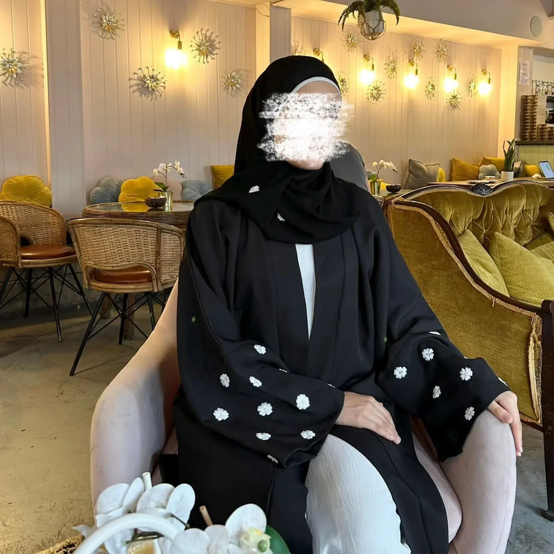 عبايات مطرزة بغيوم العيد للنساء فستان إسلامي دبي عباية مفتوحة تركيا كيمونو سترة رداء كيبيا جلابية ملابس إسلامية