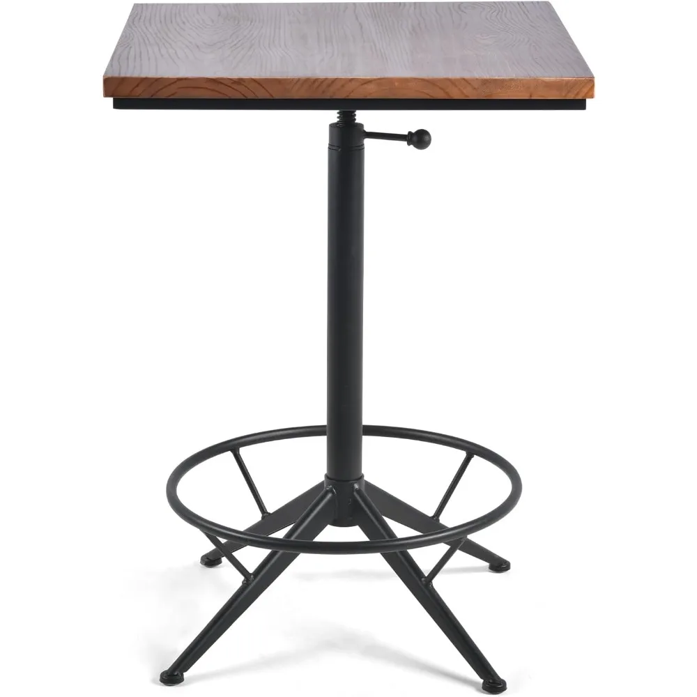 Metal Frame Wood top Square Kitchen Dining Table,Adjustable 23.62